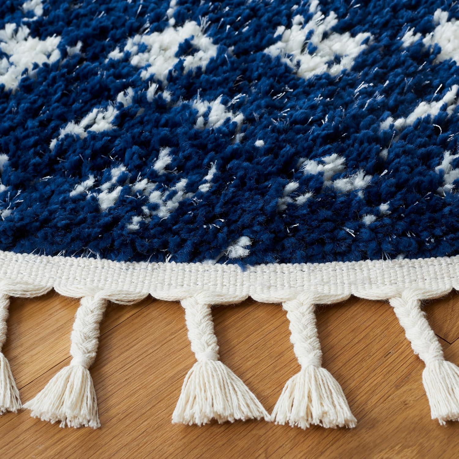 image:imageSAFAVIEH Area Rug 8x10 Berber Fringe Shag Collection Large Cream amp Dark Grey Moroccan Design NonShedding amp Easy Cleaning Thick Pile Ideal for Living Room Bedroom Dining Space BFG516ANavyIvory