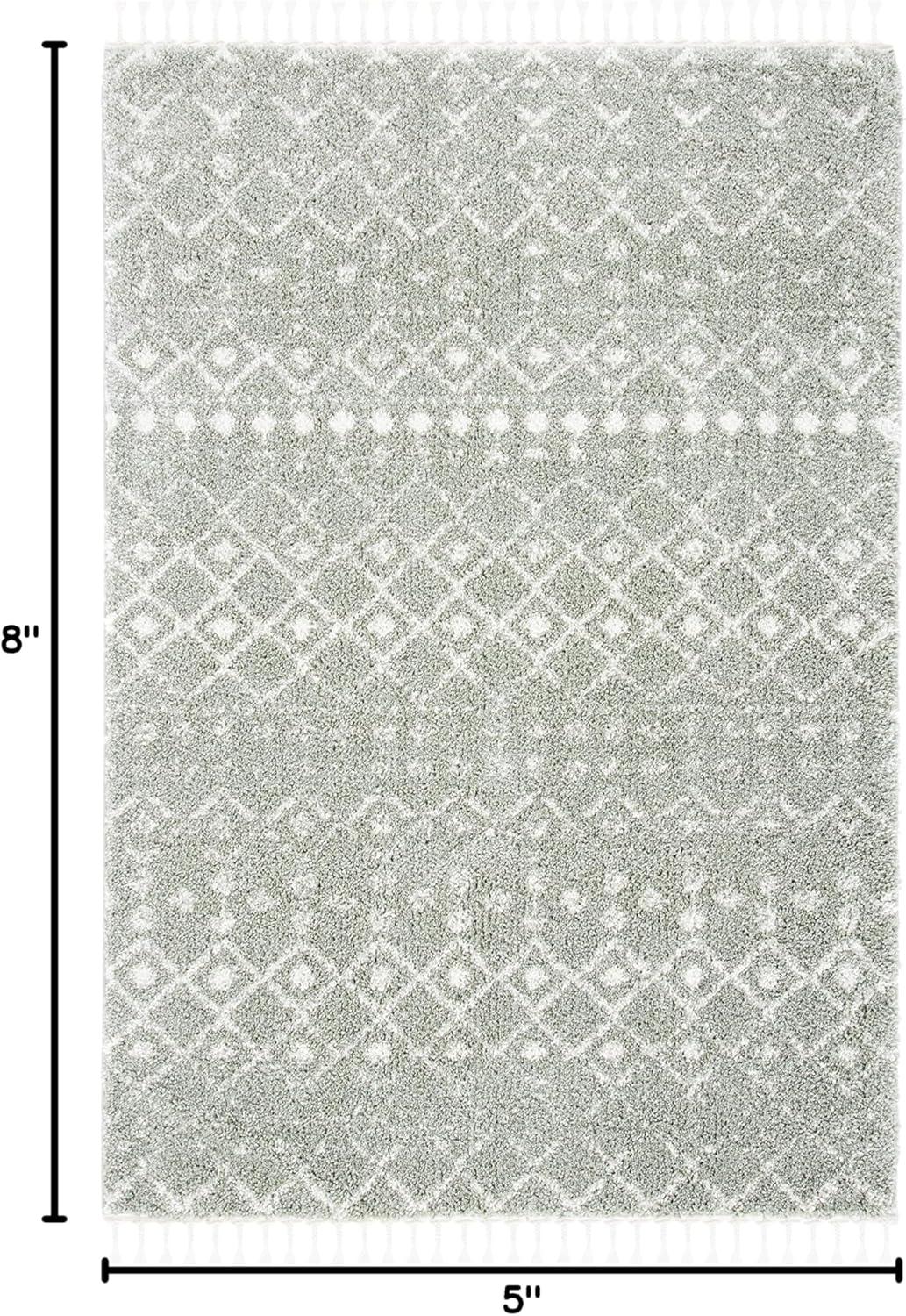 image:imageSAFAVIEH Area Rug 8x10 Berber Fringe Shag Collection Large Cream amp Dark Grey Moroccan Design NonShedding amp Easy Cleaning Thick Pile Ideal for Living Room Bedroom Dining Space BFG516ASageIvory