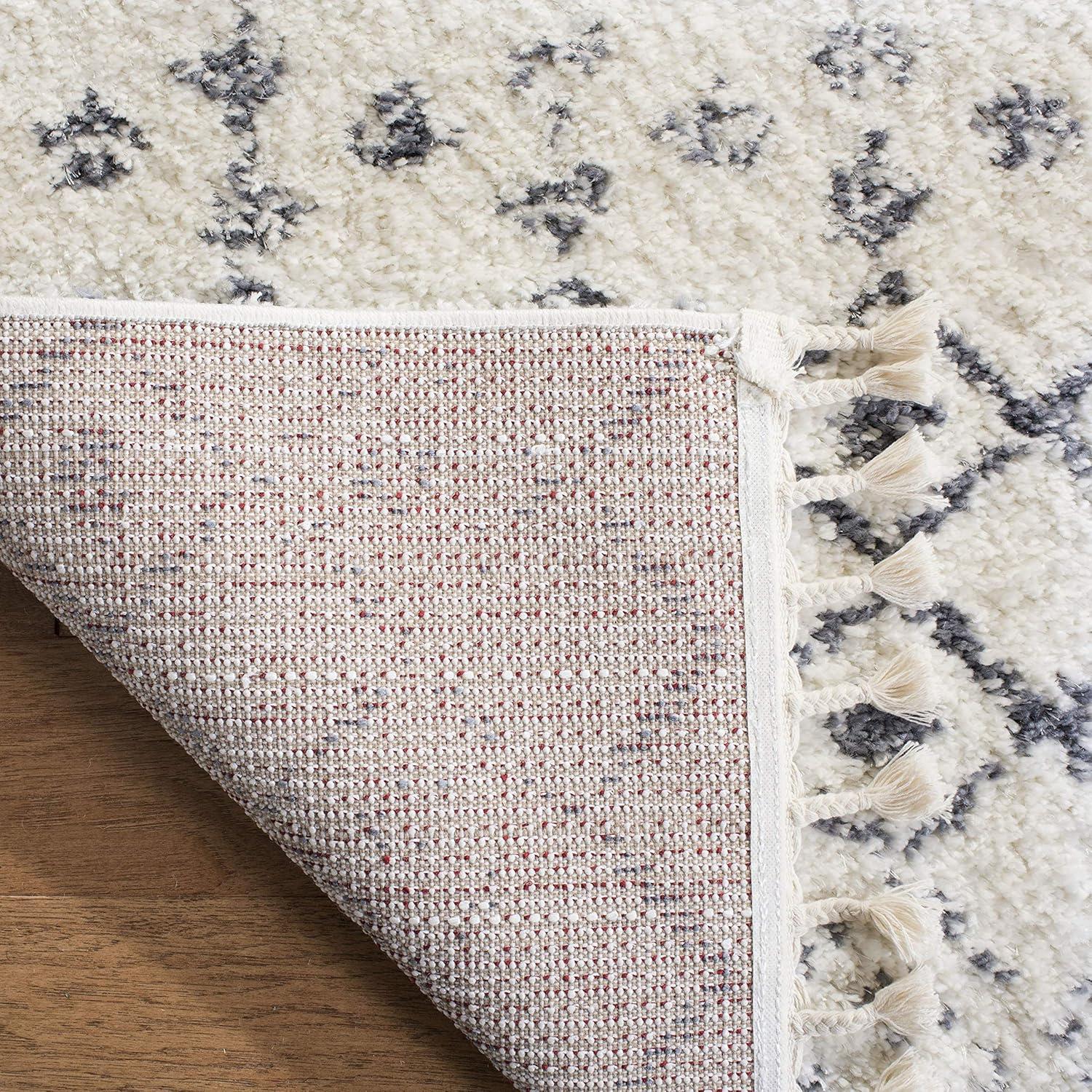image:imageSAFAVIEH Area Rug 8x10 Berber Fringe Shag Collection Large Cream amp Dark Grey Moroccan Design NonShedding amp Easy Cleaning Thick Pile Ideal for Living Room Bedroom Dining Space BFG516ACreamDark Grey