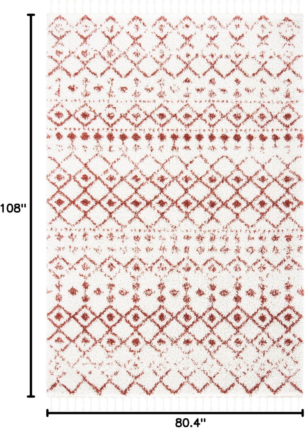 image:imageSAFAVIEH Area Rug 8x10 Berber Fringe Shag Collection Large Cream amp Dark Grey Moroccan Design NonShedding amp Easy Cleaning Thick Pile Ideal for Living Room Bedroom Dining Space BFG516AIvoryRust