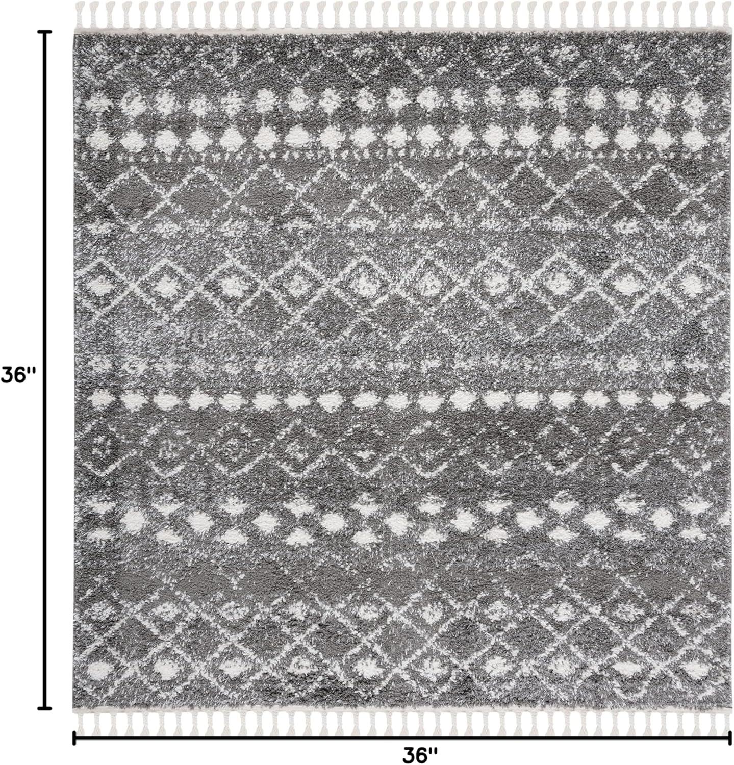 image:imageSAFAVIEH Area Rug 8x10 Berber Fringe Shag Collection Large Cream amp Dark Grey Moroccan Design NonShedding amp Easy Cleaning Thick Pile Ideal for Living Room Bedroom Dining Space BFG516AGreyIvory