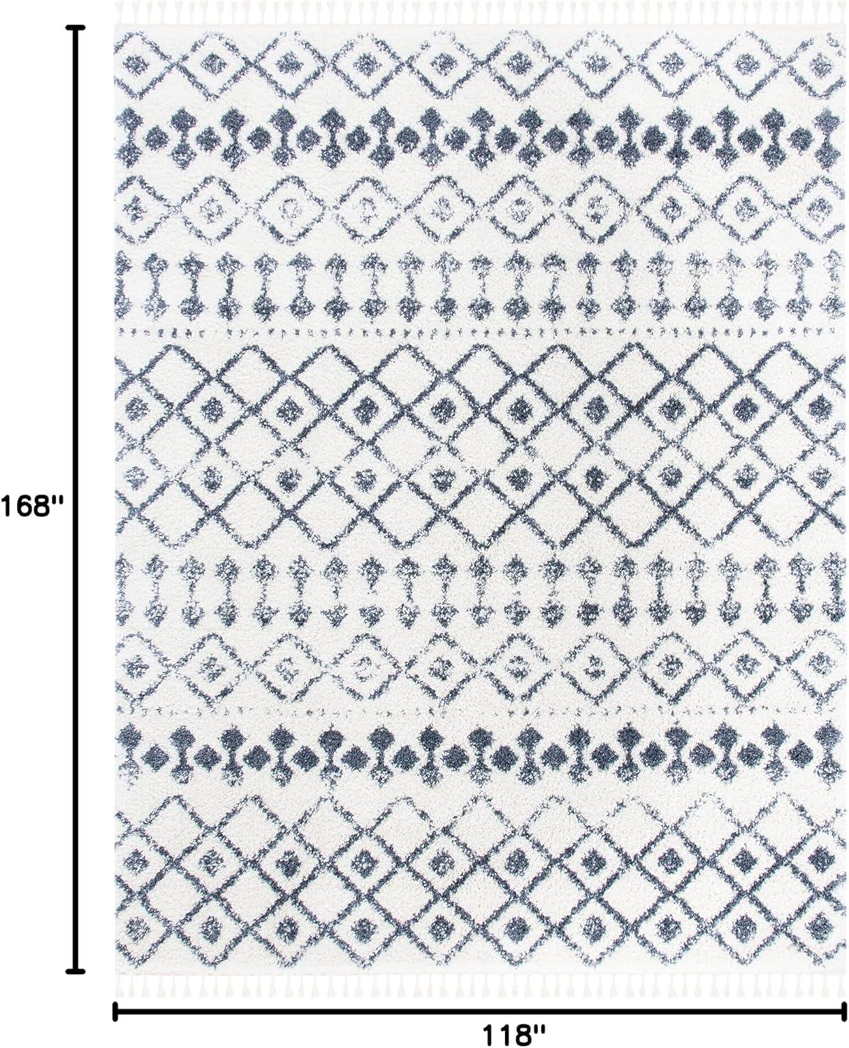 image:imageSAFAVIEH Area Rug 8x10 Berber Fringe Shag Collection Large Cream amp Dark Grey Moroccan Design NonShedding amp Easy Cleaning Thick Pile Ideal for Living Room Bedroom Dining Space BFG516ACreamDark Grey