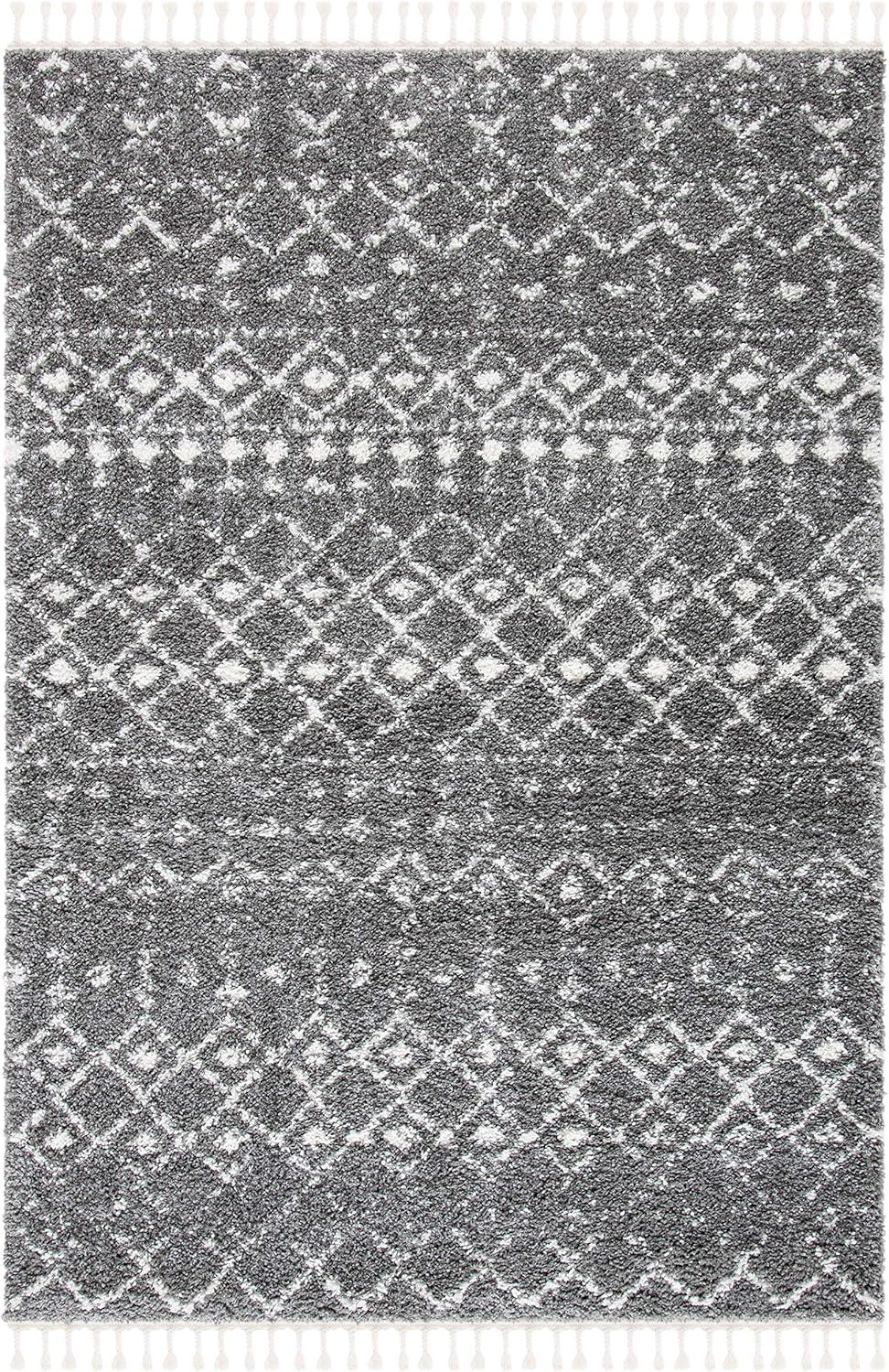 image:imageSAFAVIEH Area Rug 8x10 Berber Fringe Shag Collection Large Cream amp Dark Grey Moroccan Design NonShedding amp Easy Cleaning Thick Pile Ideal for Living Room Bedroom Dining Space BFG516AGreyIvory