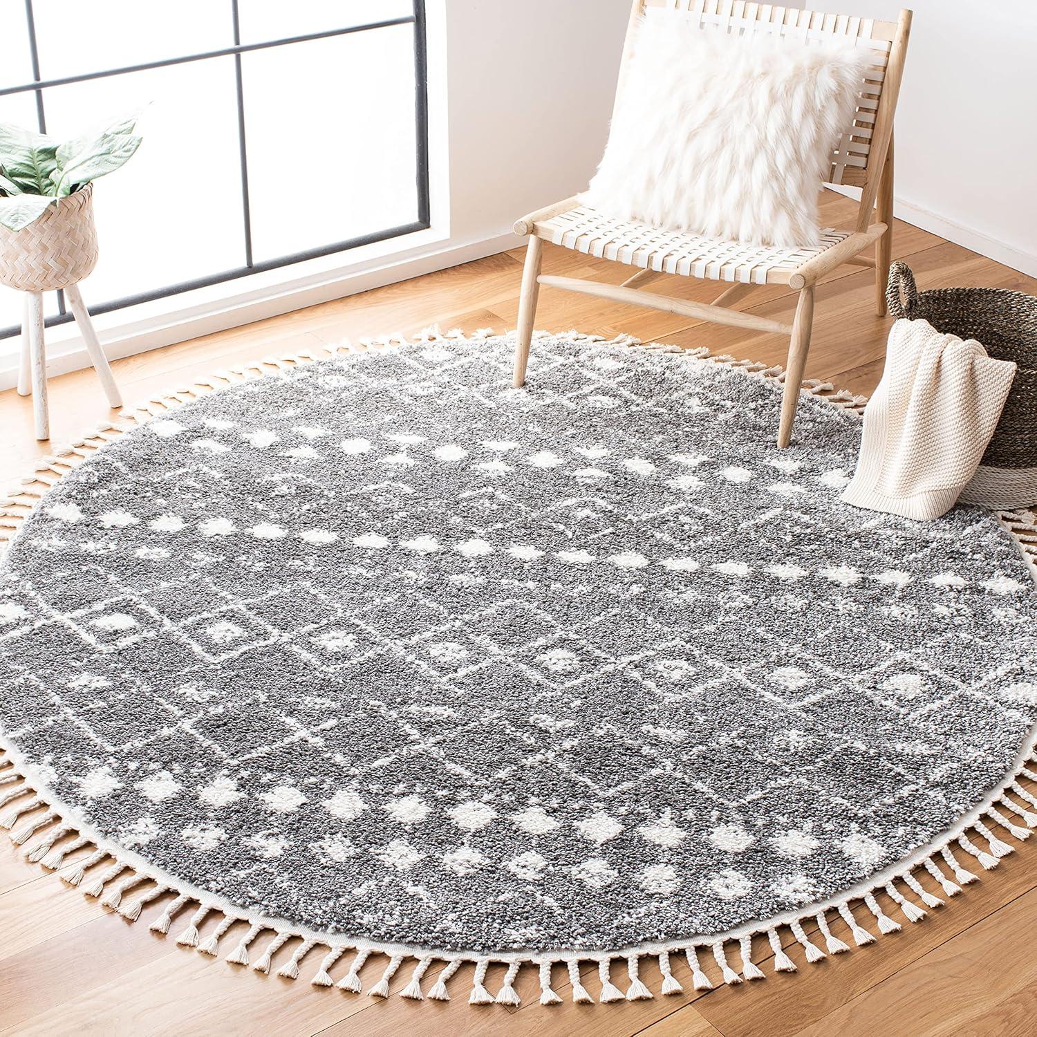 image:imageSAFAVIEH Area Rug 8x10 Berber Fringe Shag Collection Large Cream amp Dark Grey Moroccan Design NonShedding amp Easy Cleaning Thick Pile Ideal for Living Room Bedroom Dining Space BFG516AGreyIvory