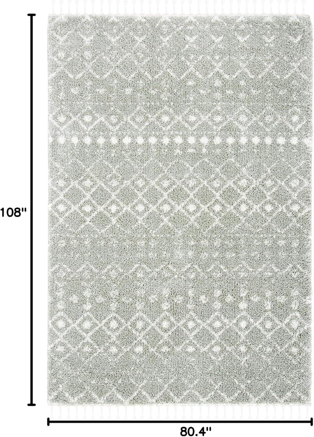 image:imageSAFAVIEH Area Rug 8x10 Berber Fringe Shag Collection Large Cream amp Dark Grey Moroccan Design NonShedding amp Easy Cleaning Thick Pile Ideal for Living Room Bedroom Dining Space BFG516ASageIvory