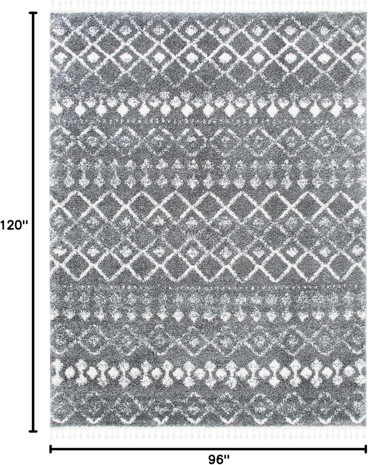 image:imageSAFAVIEH Area Rug 8x10 Berber Fringe Shag Collection Large Cream amp Dark Grey Moroccan Design NonShedding amp Easy Cleaning Thick Pile Ideal for Living Room Bedroom Dining Space BFG516AGreyIvory