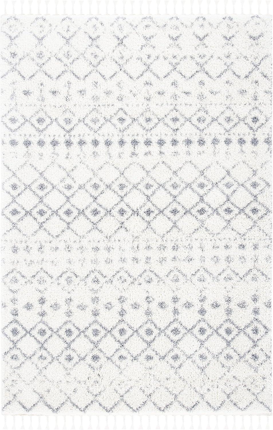 image:imageSAFAVIEH Area Rug 8x10 Berber Fringe Shag Collection Large Cream amp Dark Grey Moroccan Design NonShedding amp Easy Cleaning Thick Pile Ideal for Living Room Bedroom Dining Space BFG516AIvoryGrey
