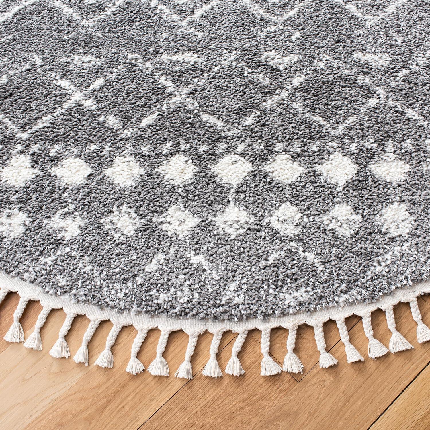 image:imageSAFAVIEH Area Rug 8x10 Berber Fringe Shag Collection Large Cream amp Dark Grey Moroccan Design NonShedding amp Easy Cleaning Thick Pile Ideal for Living Room Bedroom Dining Space BFG516AGreyIvory