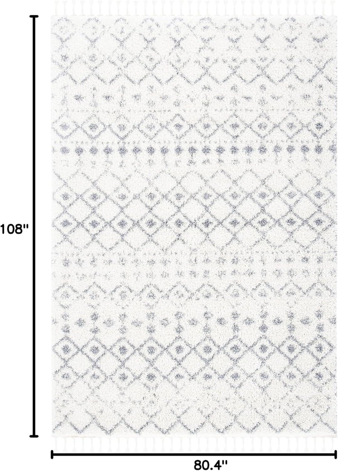 image:imageSAFAVIEH Area Rug 8x10 Berber Fringe Shag Collection Large Cream amp Dark Grey Moroccan Design NonShedding amp Easy Cleaning Thick Pile Ideal for Living Room Bedroom Dining Space BFG516AIvoryGrey