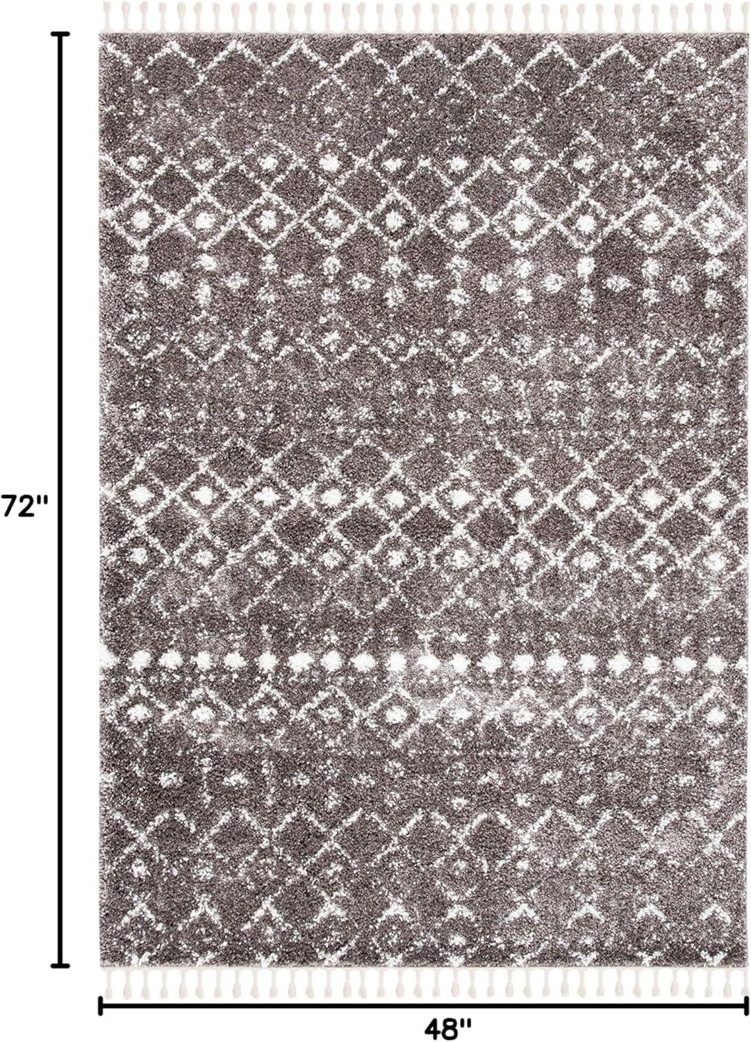 image:imageSAFAVIEH Area Rug 8x10 Berber Fringe Shag Collection Large Cream amp Dark Grey Moroccan Design NonShedding amp Easy Cleaning Thick Pile Ideal for Living Room Bedroom Dining Space BFG516ABrownIvory