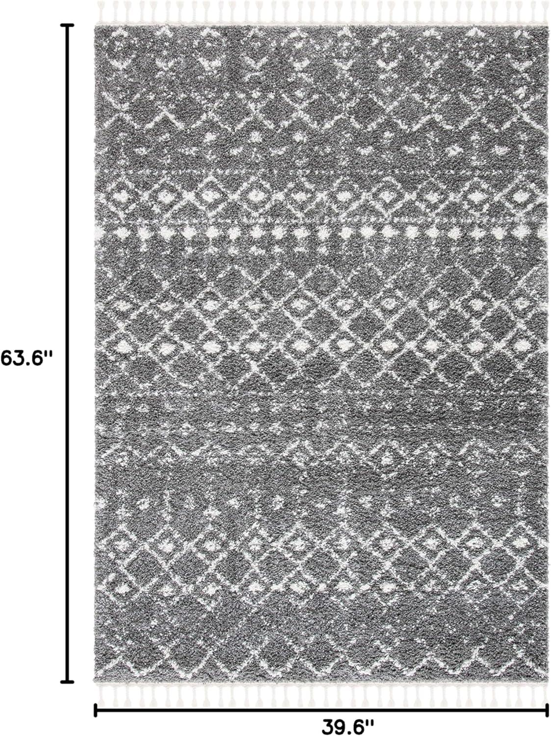 image:imageSAFAVIEH Area Rug 8x10 Berber Fringe Shag Collection Large Cream amp Dark Grey Moroccan Design NonShedding amp Easy Cleaning Thick Pile Ideal for Living Room Bedroom Dining Space BFG516AGreyIvory