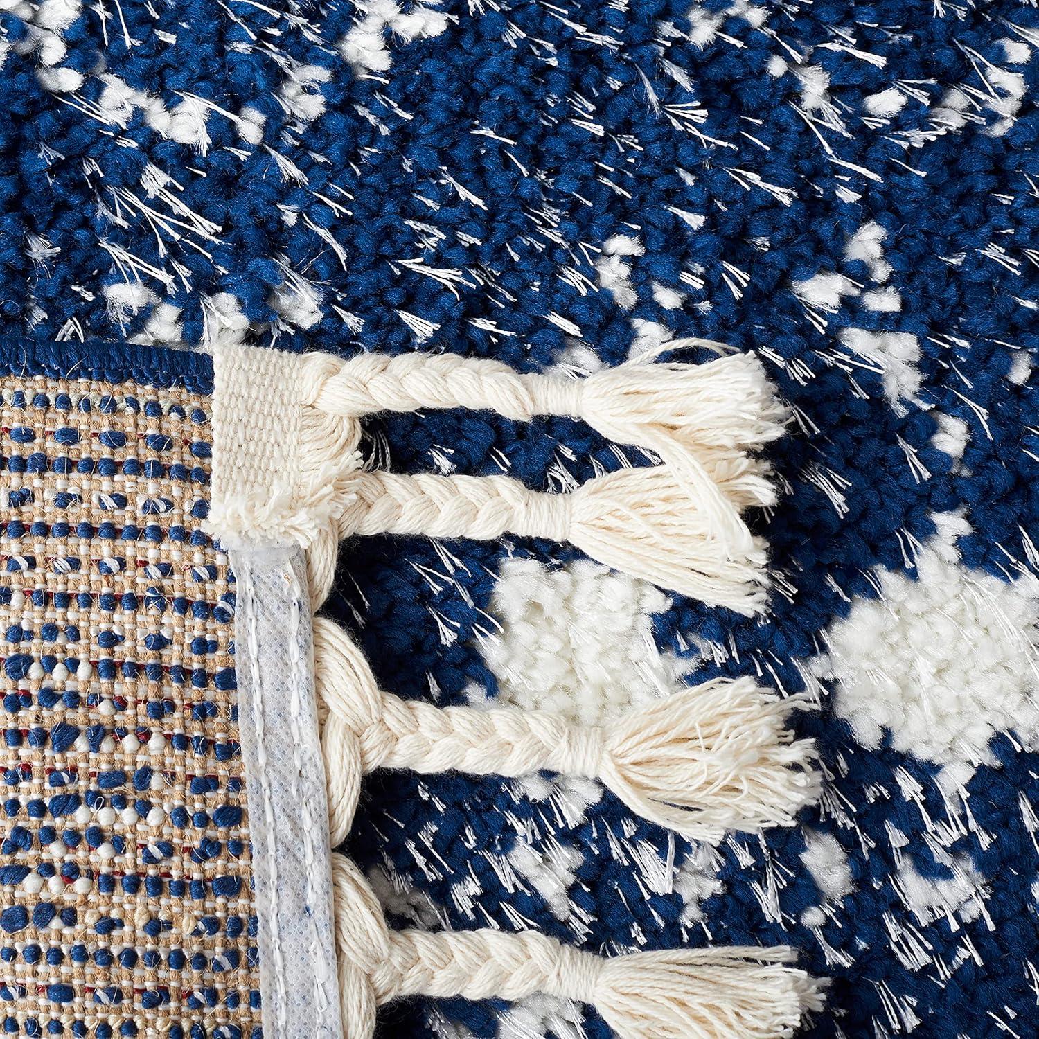 image:imageSAFAVIEH Area Rug 8x10 Berber Fringe Shag Collection Large Cream amp Dark Grey Moroccan Design NonShedding amp Easy Cleaning Thick Pile Ideal for Living Room Bedroom Dining Space BFG516ANavyIvory