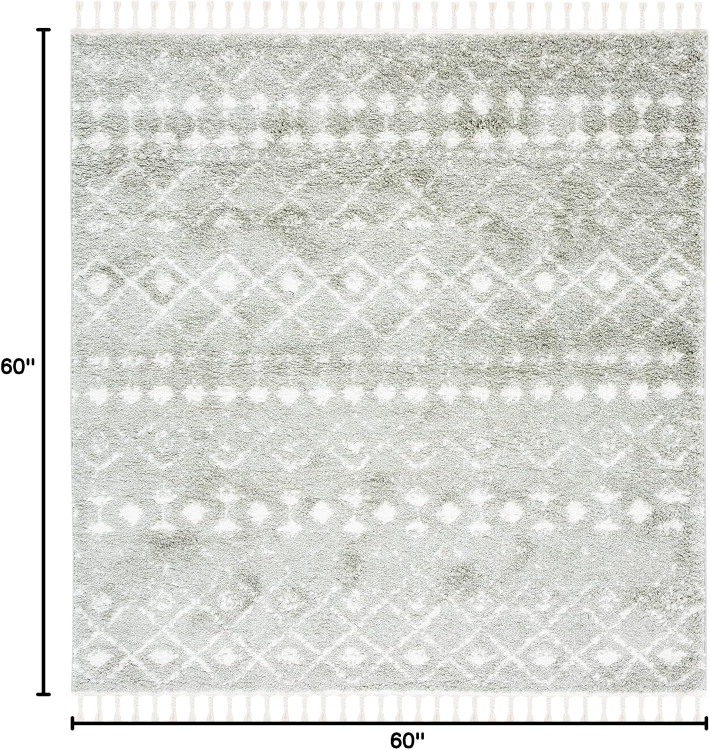image:imageSAFAVIEH Area Rug 8x10 Berber Fringe Shag Collection Large Cream amp Dark Grey Moroccan Design NonShedding amp Easy Cleaning Thick Pile Ideal for Living Room Bedroom Dining Space BFG516ASageIvory