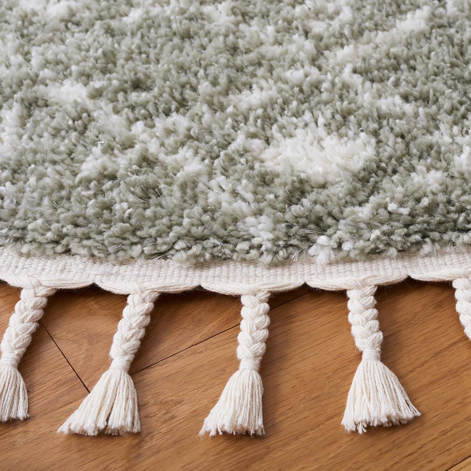 image:imageSAFAVIEH Area Rug 8x10 Berber Fringe Shag Collection Large Cream amp Dark Grey Moroccan Design NonShedding amp Easy Cleaning Thick Pile Ideal for Living Room Bedroom Dining Space BFG516ASageIvory
