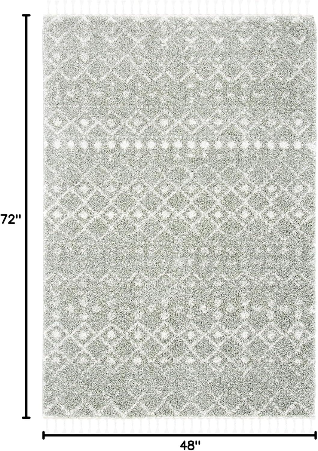 image:imageSAFAVIEH Area Rug 8x10 Berber Fringe Shag Collection Large Cream amp Dark Grey Moroccan Design NonShedding amp Easy Cleaning Thick Pile Ideal for Living Room Bedroom Dining Space BFG516ASageIvory
