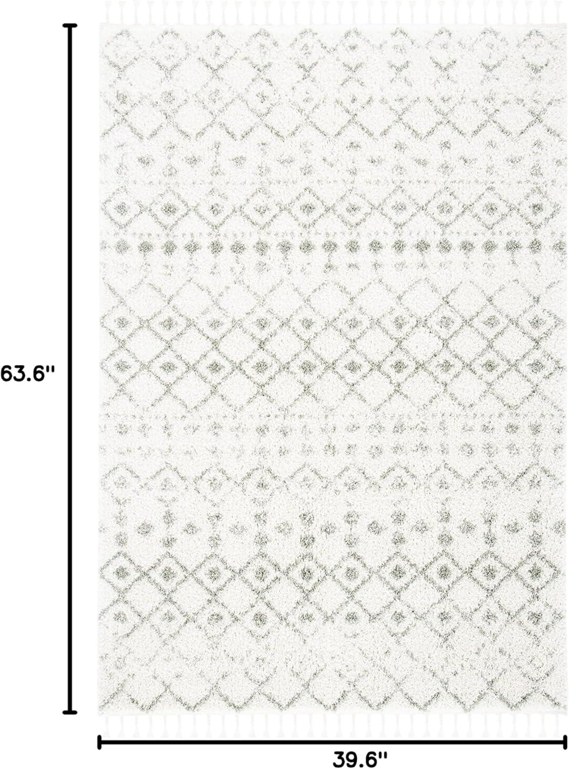 image:imageSAFAVIEH Area Rug 8x10 Berber Fringe Shag Collection Large Cream amp Dark Grey Moroccan Design NonShedding amp Easy Cleaning Thick Pile Ideal for Living Room Bedroom Dining Space BFG516AIvorySage