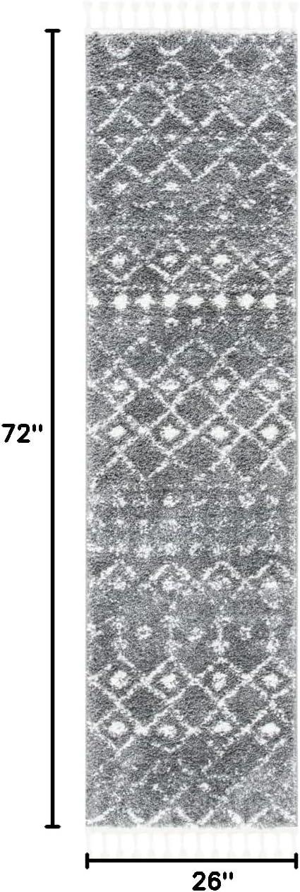 image:imageSAFAVIEH Area Rug 8x10 Berber Fringe Shag Collection Large Cream amp Dark Grey Moroccan Design NonShedding amp Easy Cleaning Thick Pile Ideal for Living Room Bedroom Dining Space BFG516AGreyIvory