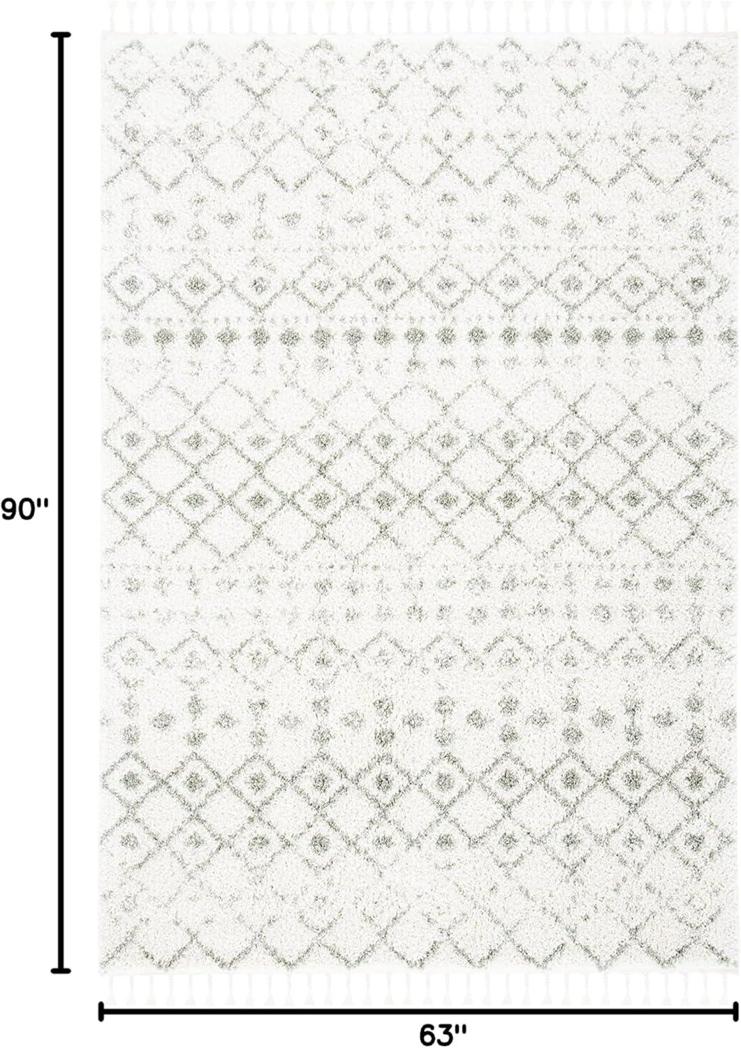 image:imageSAFAVIEH Area Rug 8x10 Berber Fringe Shag Collection Large Cream amp Dark Grey Moroccan Design NonShedding amp Easy Cleaning Thick Pile Ideal for Living Room Bedroom Dining Space BFG516AIvorySage
