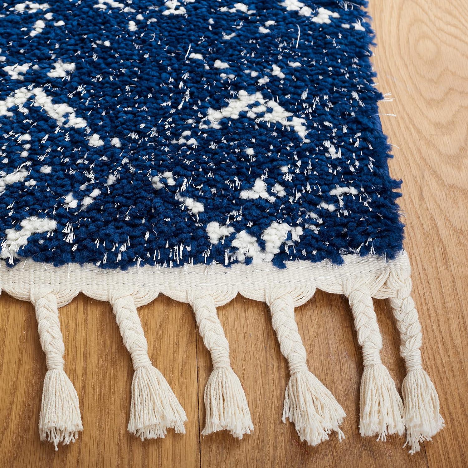 image:imageSAFAVIEH Area Rug 8x10 Berber Fringe Shag Collection Large Cream amp Dark Grey Moroccan Design NonShedding amp Easy Cleaning Thick Pile Ideal for Living Room Bedroom Dining Space BFG516ANavyIvory