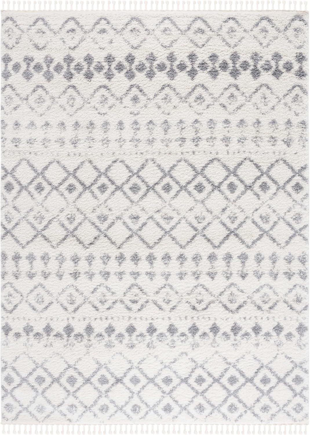 image:imageSAFAVIEH Area Rug 8x10 Berber Fringe Shag Collection Large Cream amp Dark Grey Moroccan Design NonShedding amp Easy Cleaning Thick Pile Ideal for Living Room Bedroom Dining Space BFG516AIvoryGrey