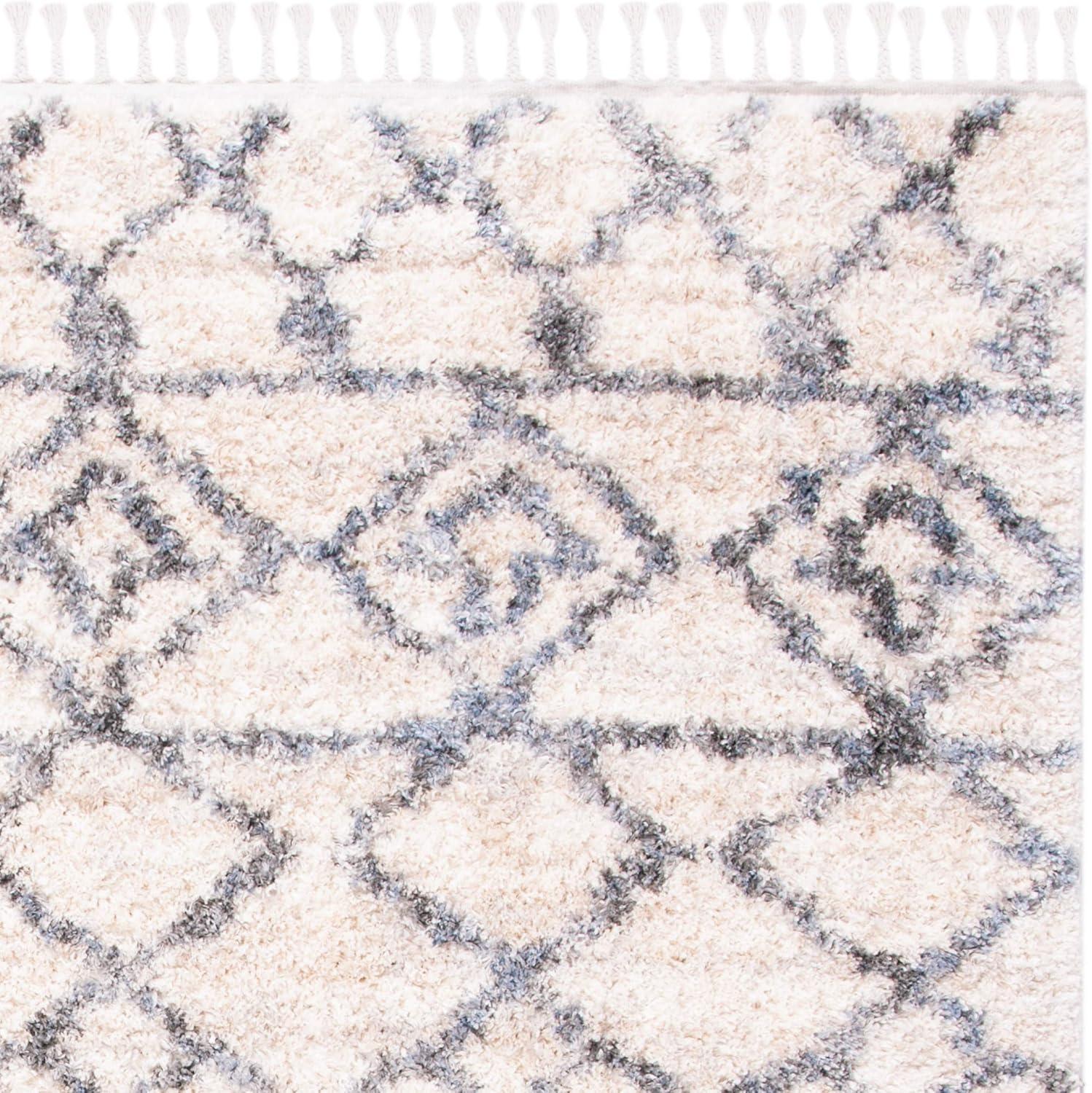 image:imageSAFAVIEH Area Rug 8x10 Berber Fringe Shag Collection Large Cream amp Grey Moroccan Design NonShedding amp Easy Cleaning Plush Thick Pile Ideal for Living Room Bedroom Dining Space BFG626ACreamGrey