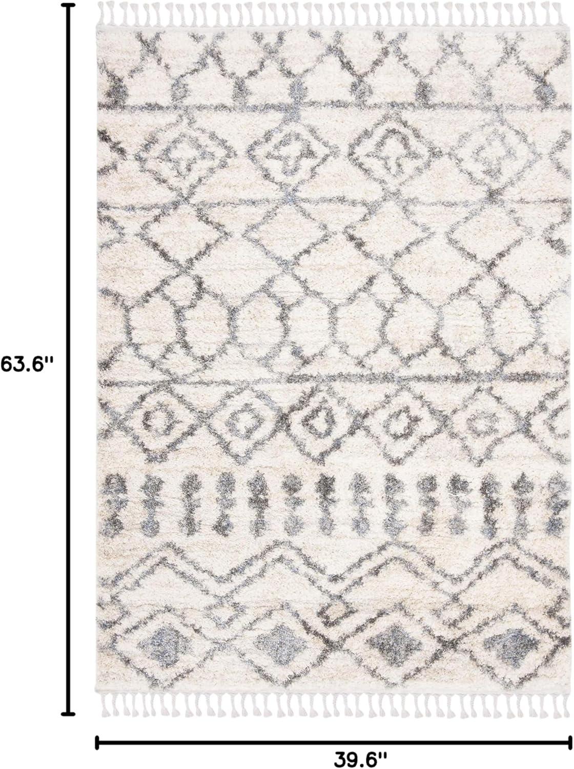image:imageSAFAVIEH Area Rug 8x10 Berber Fringe Shag Collection Large Cream amp Grey Moroccan Design NonShedding amp Easy Cleaning Plush Thick Pile Ideal for Living Room Bedroom Dining Space BFG626ACreamGrey