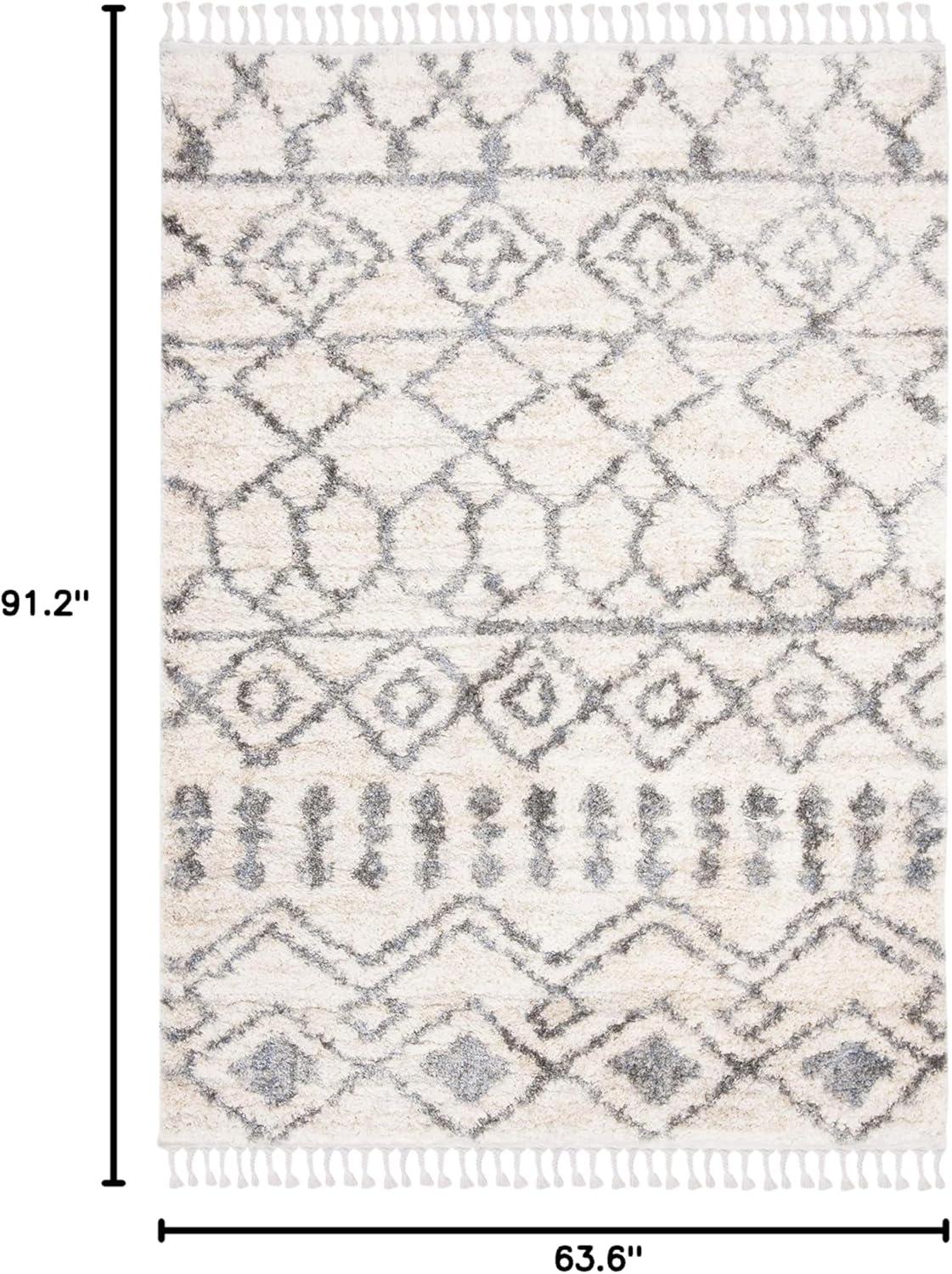 image:imageSAFAVIEH Area Rug 8x10 Berber Fringe Shag Collection Large Cream amp Grey Moroccan Design NonShedding amp Easy Cleaning Plush Thick Pile Ideal for Living Room Bedroom Dining Space BFG626ACreamGrey