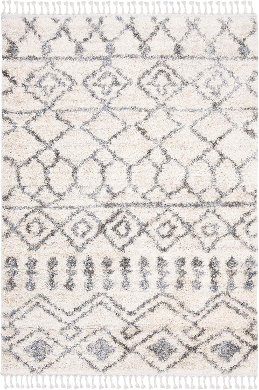 image:imageSAFAVIEH Area Rug 8x10 Berber Fringe Shag Collection Large Cream amp Grey Moroccan Design NonShedding amp Easy Cleaning Plush Thick Pile Ideal for Living Room Bedroom Dining Space BFG626ACreamGrey