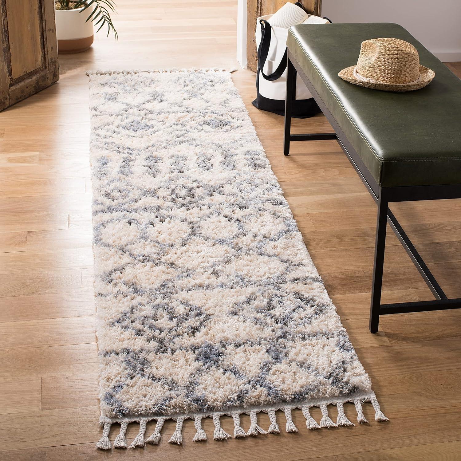 image:imageSAFAVIEH Area Rug 8x10 Berber Fringe Shag Collection Large Cream amp Grey Moroccan Design NonShedding amp Easy Cleaning Plush Thick Pile Ideal for Living Room Bedroom Dining Space BFG626ACreamGrey