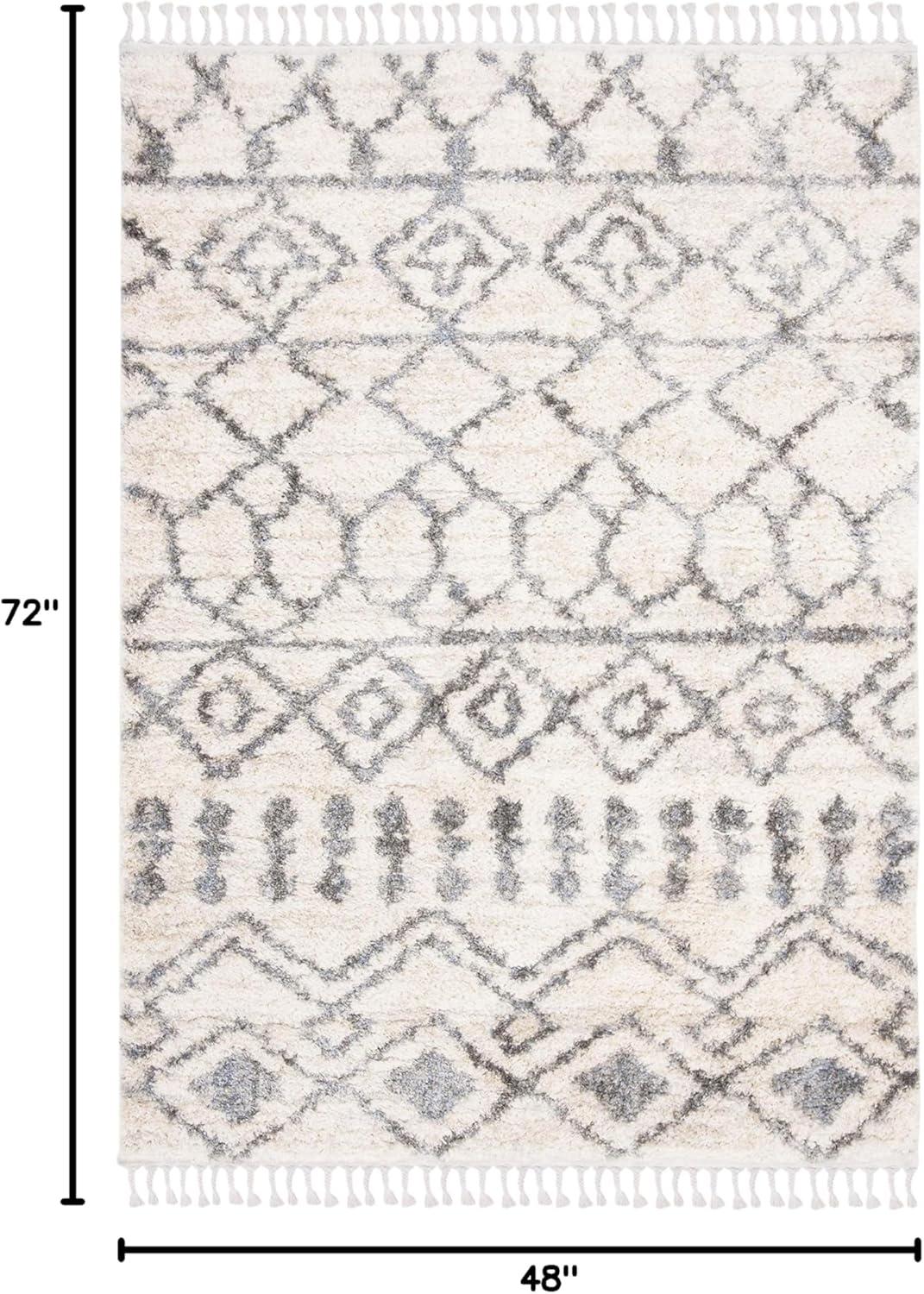 image:imageSAFAVIEH Area Rug 8x10 Berber Fringe Shag Collection Large Cream amp Grey Moroccan Design NonShedding amp Easy Cleaning Plush Thick Pile Ideal for Living Room Bedroom Dining Space BFG626ACreamGrey