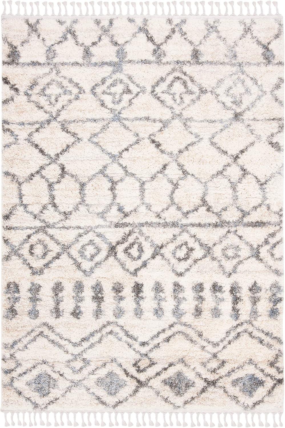 image:imageSAFAVIEH Area Rug 8x10 Berber Fringe Shag Collection Large Cream amp Grey Moroccan Design NonShedding amp Easy Cleaning Plush Thick Pile Ideal for Living Room Bedroom Dining Space BFG626ACreamGrey