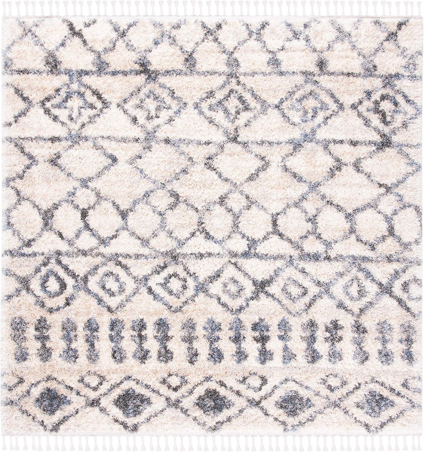 image:imageSAFAVIEH Area Rug 8x10 Berber Fringe Shag Collection Large Cream amp Grey Moroccan Design NonShedding amp Easy Cleaning Plush Thick Pile Ideal for Living Room Bedroom Dining Space BFG626ACreamGrey