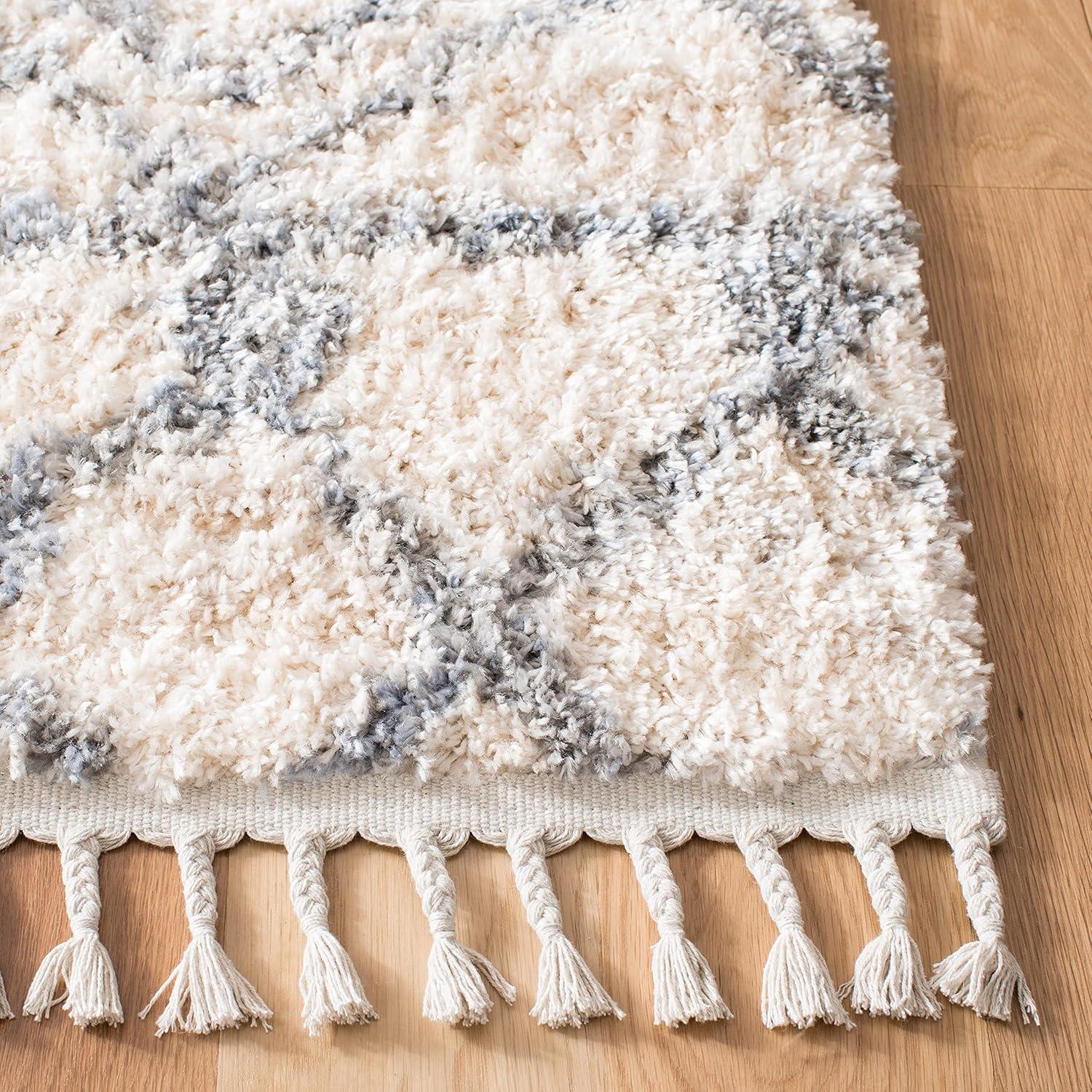 image:imageSAFAVIEH Area Rug 8x10 Berber Fringe Shag Collection Large Cream amp Grey Moroccan Design NonShedding amp Easy Cleaning Plush Thick Pile Ideal for Living Room Bedroom Dining Space BFG626ACreamGrey