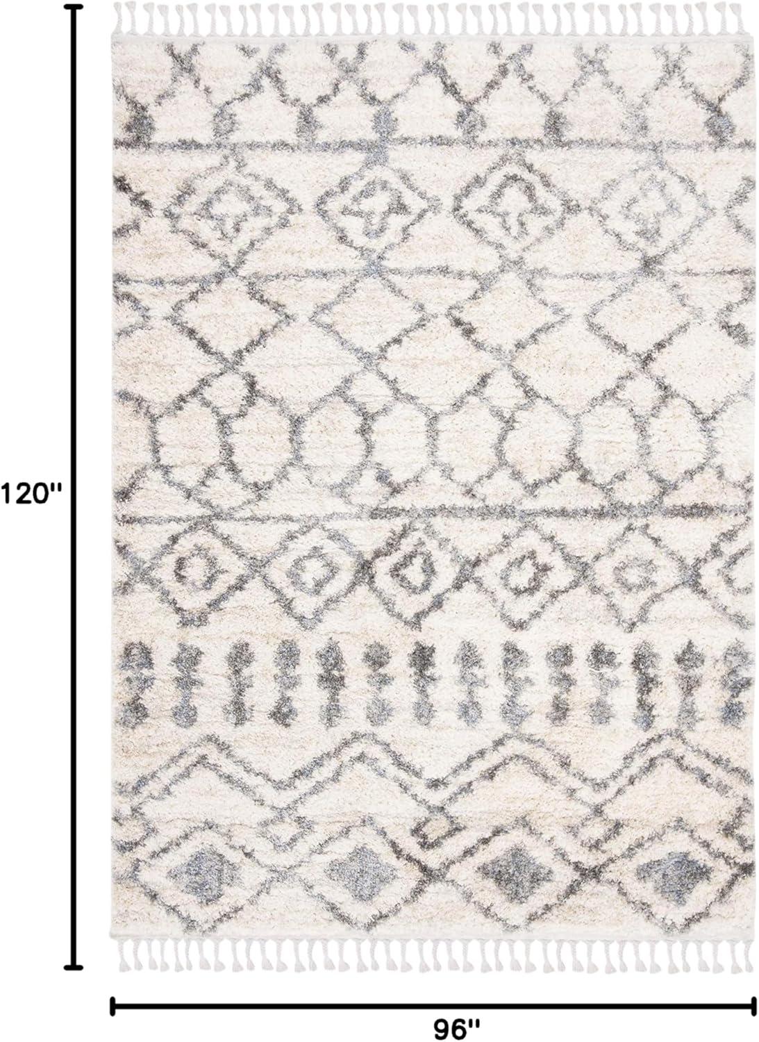 image:imageSAFAVIEH Area Rug 8x10 Berber Fringe Shag Collection Large Cream amp Grey Moroccan Design NonShedding amp Easy Cleaning Plush Thick Pile Ideal for Living Room Bedroom Dining Space BFG626ACreamGrey