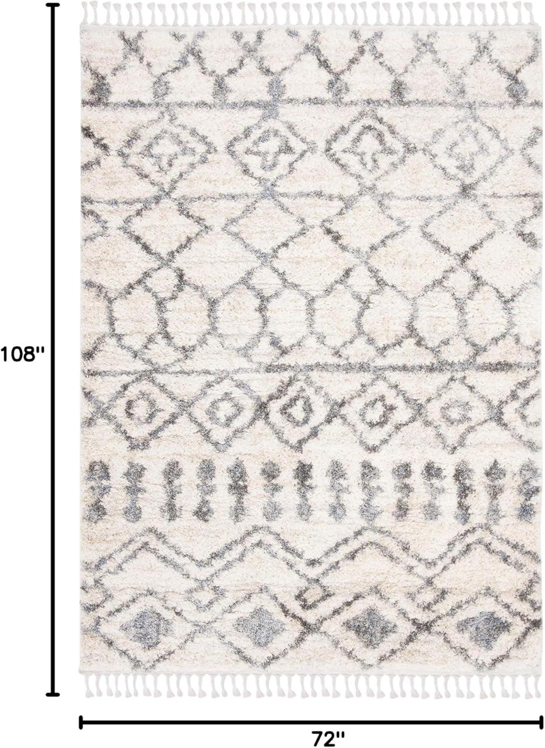 image:imageSAFAVIEH Area Rug 8x10 Berber Fringe Shag Collection Large Cream amp Grey Moroccan Design NonShedding amp Easy Cleaning Plush Thick Pile Ideal for Living Room Bedroom Dining Space BFG626ACreamGrey