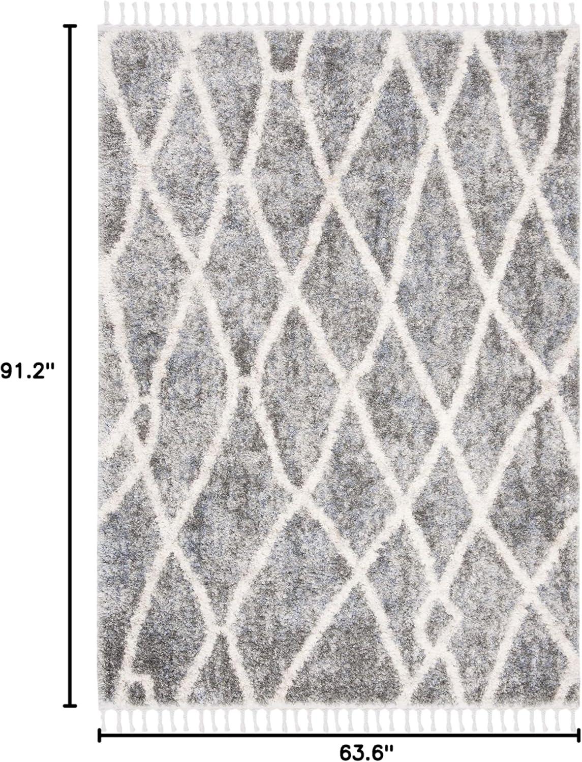 image:imageSAFAVIEH Area Rug 8x10 Berber Fringe Shag Collection Large Creme amp Black Moroccan Design NonShedding amp Easy Cleaning Plush Thick Pile Ideal for Living Room Bedroom Dining Space BFG628BDark GreyCream