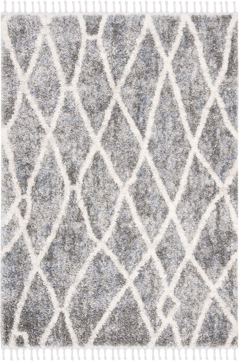 image:imageSAFAVIEH Area Rug 8x10 Berber Fringe Shag Collection Large Creme amp Black Moroccan Design NonShedding amp Easy Cleaning Plush Thick Pile Ideal for Living Room Bedroom Dining Space BFG628BDark GreyCream