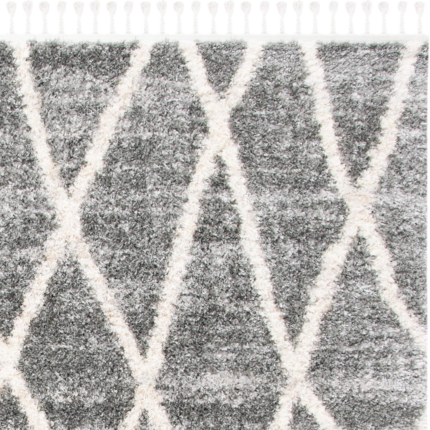 image:imageSAFAVIEH Area Rug 8x10 Berber Fringe Shag Collection Large Creme amp Black Moroccan Design NonShedding amp Easy Cleaning Plush Thick Pile Ideal for Living Room Bedroom Dining Space BFG628BGreyCream