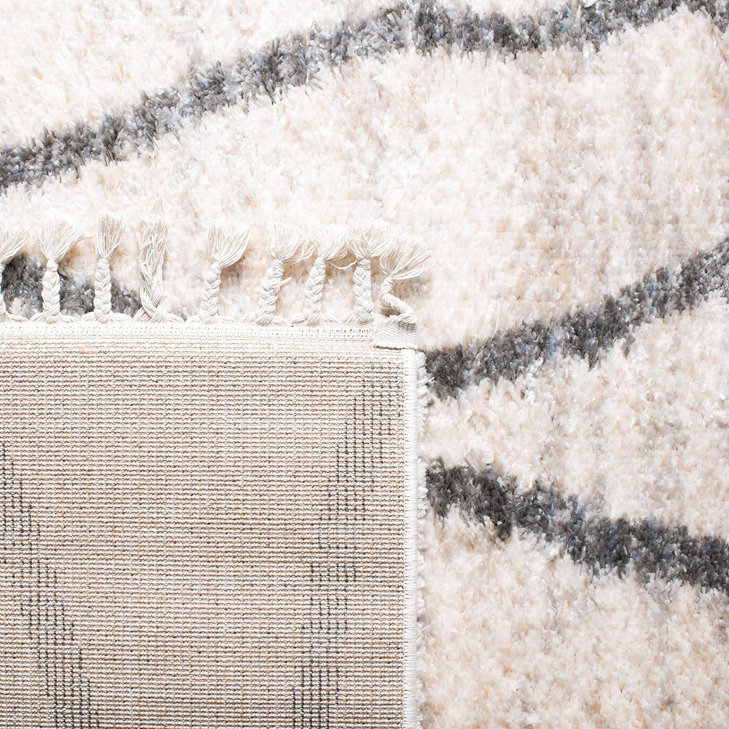 image:imageSAFAVIEH Area Rug 8x10 Berber Fringe Shag Collection Large Creme amp Black Moroccan Design NonShedding amp Easy Cleaning Plush Thick Pile Ideal for Living Room Bedroom Dining Space BFG628BCremeBlack