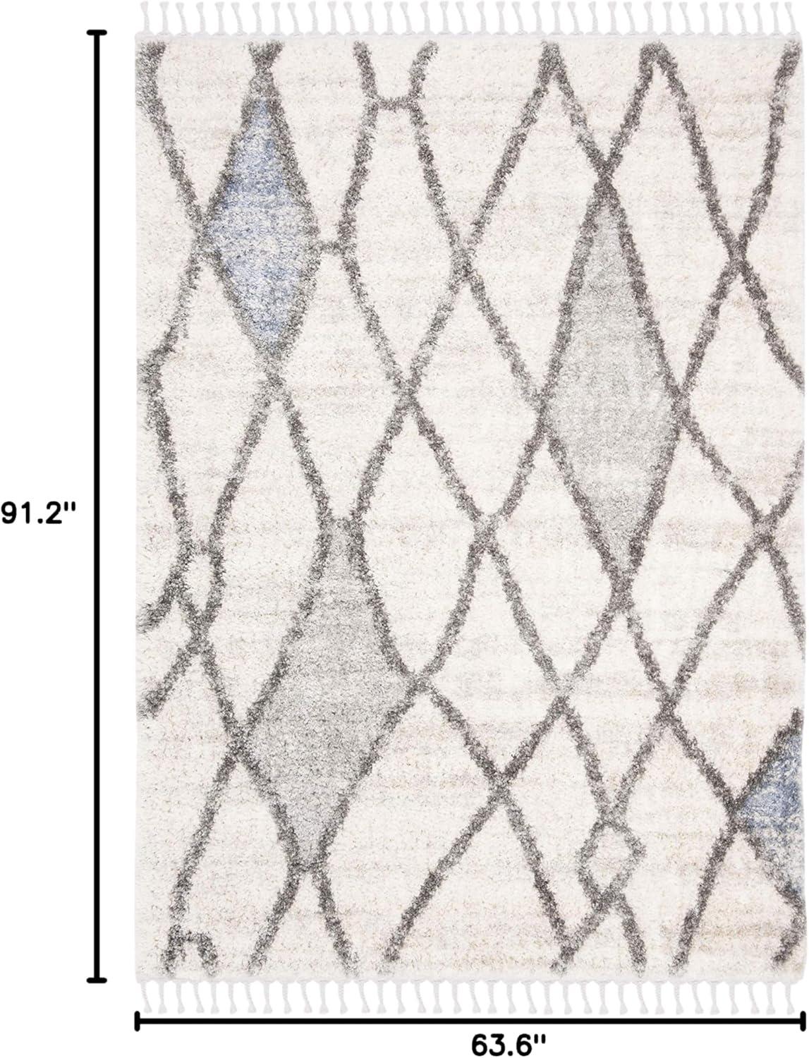 image:imageSAFAVIEH Area Rug 8x10 Berber Fringe Shag Collection Large Creme amp Black Moroccan Design NonShedding amp Easy Cleaning Plush Thick Pile Ideal for Living Room Bedroom Dining Space BFG628BCreamBlue