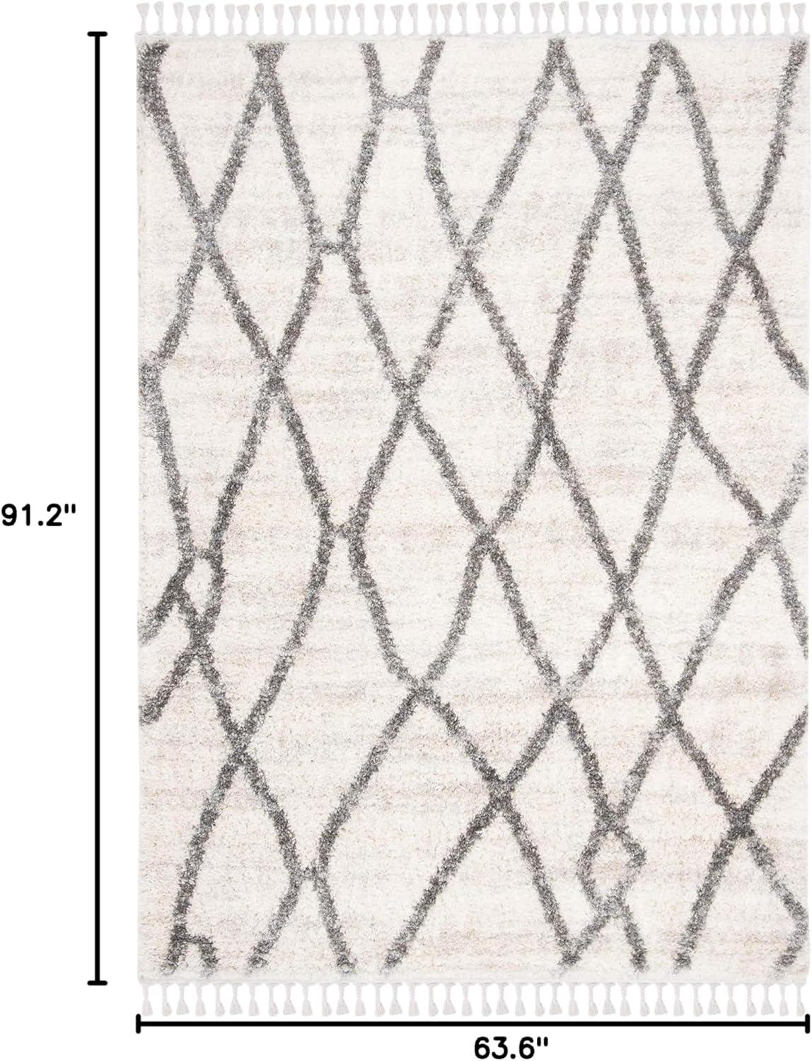 image:imageSAFAVIEH Area Rug 8x10 Berber Fringe Shag Collection Large Creme amp Black Moroccan Design NonShedding amp Easy Cleaning Plush Thick Pile Ideal for Living Room Bedroom Dining Space BFG628BCremeBlack
