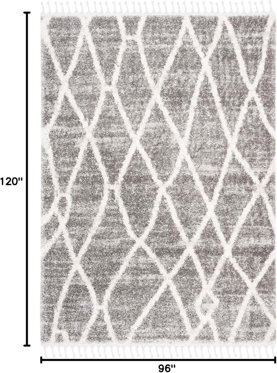 image:imageSAFAVIEH Area Rug 8x10 Berber Fringe Shag Collection Large Creme amp Black Moroccan Design NonShedding amp Easy Cleaning Plush Thick Pile Ideal for Living Room Bedroom Dining Space BFG628BGreyCream