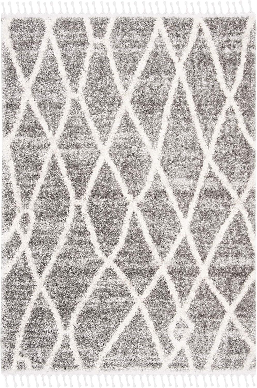 image:imageSAFAVIEH Area Rug 8x10 Berber Fringe Shag Collection Large Creme amp Black Moroccan Design NonShedding amp Easy Cleaning Plush Thick Pile Ideal for Living Room Bedroom Dining Space BFG628BGreyCream