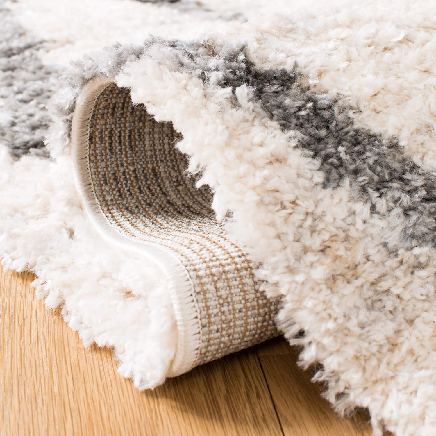 image:imageSAFAVIEH Area Rug 8x10 Berber Fringe Shag Collection Large Creme amp Black Moroccan Design NonShedding amp Easy Cleaning Plush Thick Pile Ideal for Living Room Bedroom Dining Space BFG628BCremeBlack