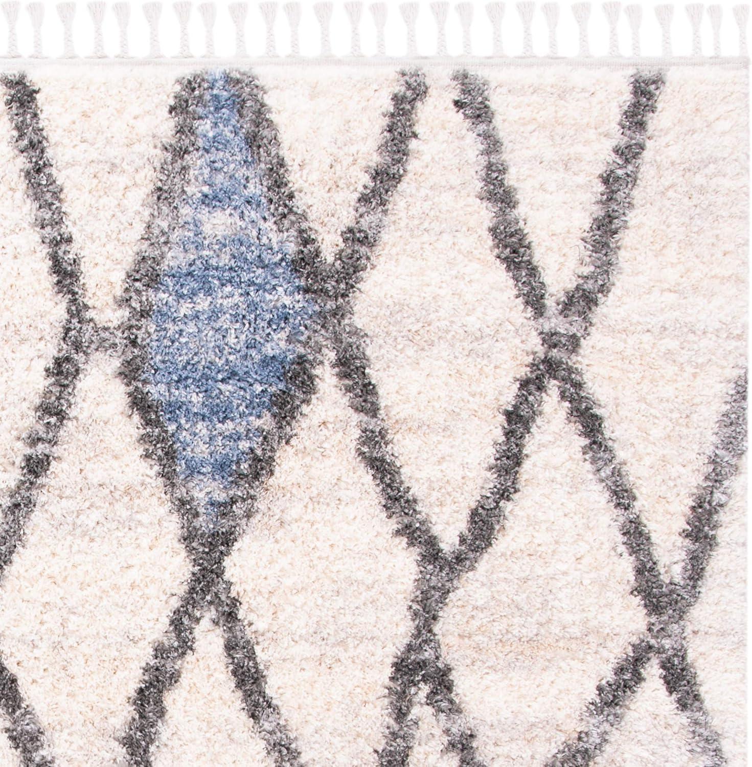 image:imageSAFAVIEH Area Rug 8x10 Berber Fringe Shag Collection Large Creme amp Black Moroccan Design NonShedding amp Easy Cleaning Plush Thick Pile Ideal for Living Room Bedroom Dining Space BFG628BCreamBlue