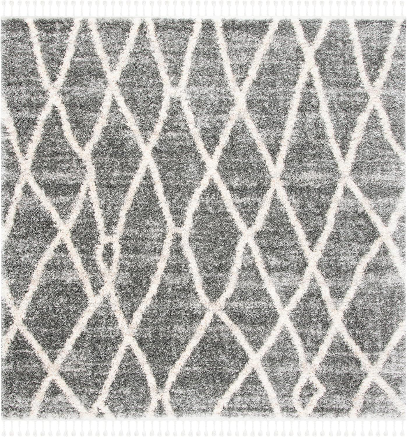 image:imageSAFAVIEH Area Rug 8x10 Berber Fringe Shag Collection Large Creme amp Black Moroccan Design NonShedding amp Easy Cleaning Plush Thick Pile Ideal for Living Room Bedroom Dining Space BFG628BGreyCream