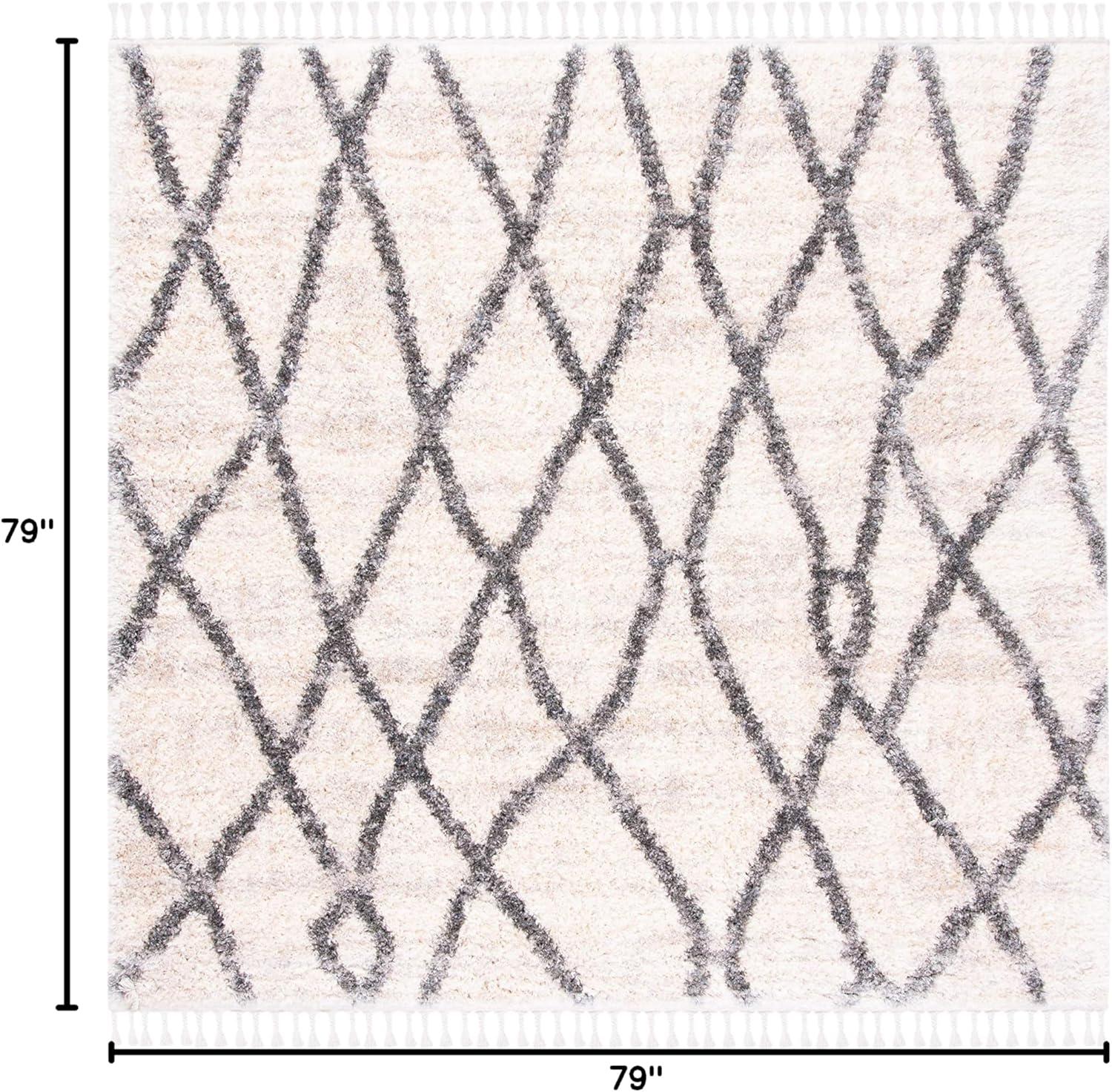 image:imageSAFAVIEH Area Rug 8x10 Berber Fringe Shag Collection Large Creme amp Black Moroccan Design NonShedding amp Easy Cleaning Plush Thick Pile Ideal for Living Room Bedroom Dining Space BFG628BCremeBlack