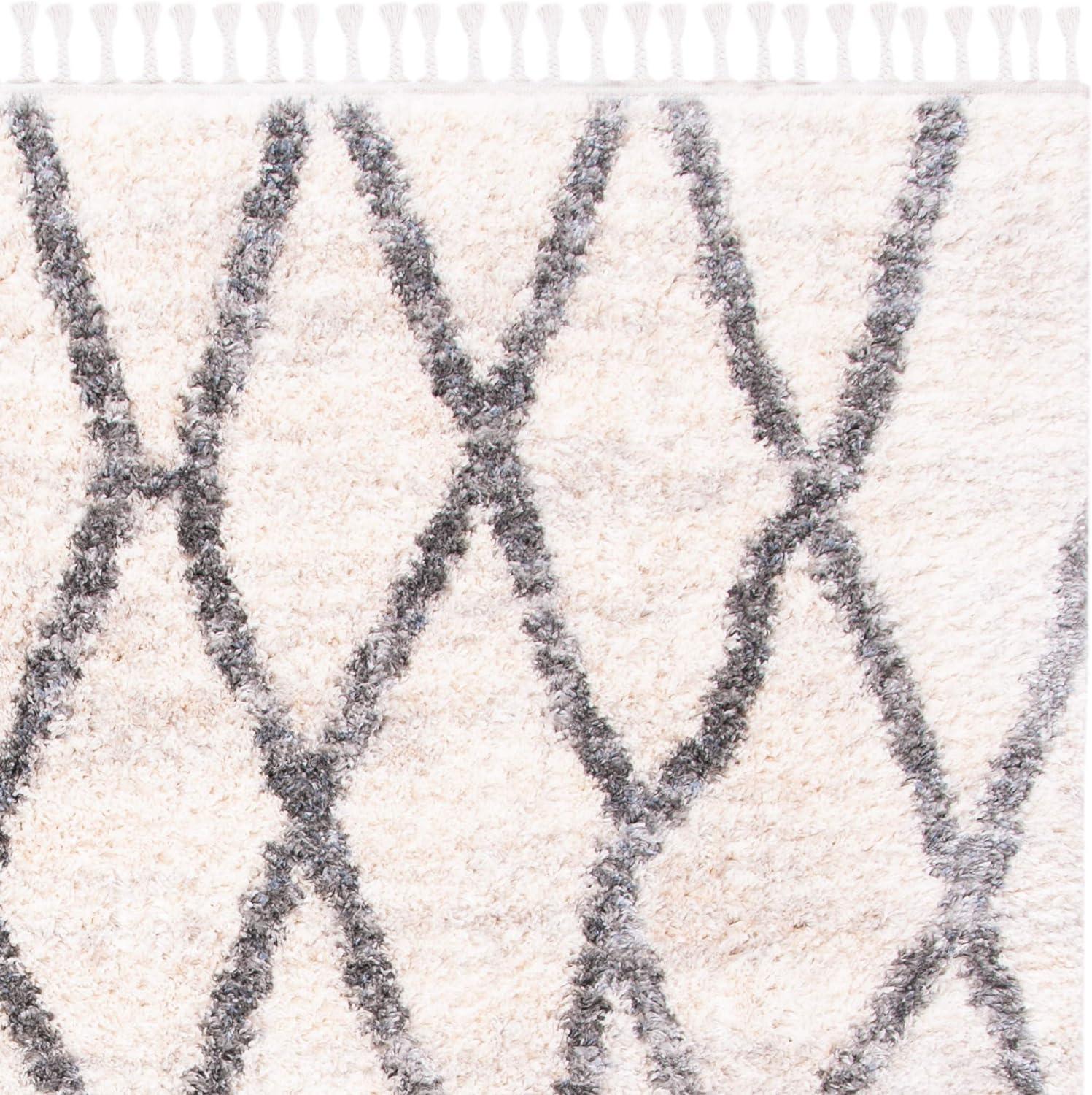 image:imageSAFAVIEH Area Rug 8x10 Berber Fringe Shag Collection Large Creme amp Black Moroccan Design NonShedding amp Easy Cleaning Plush Thick Pile Ideal for Living Room Bedroom Dining Space BFG628BCremeBlack