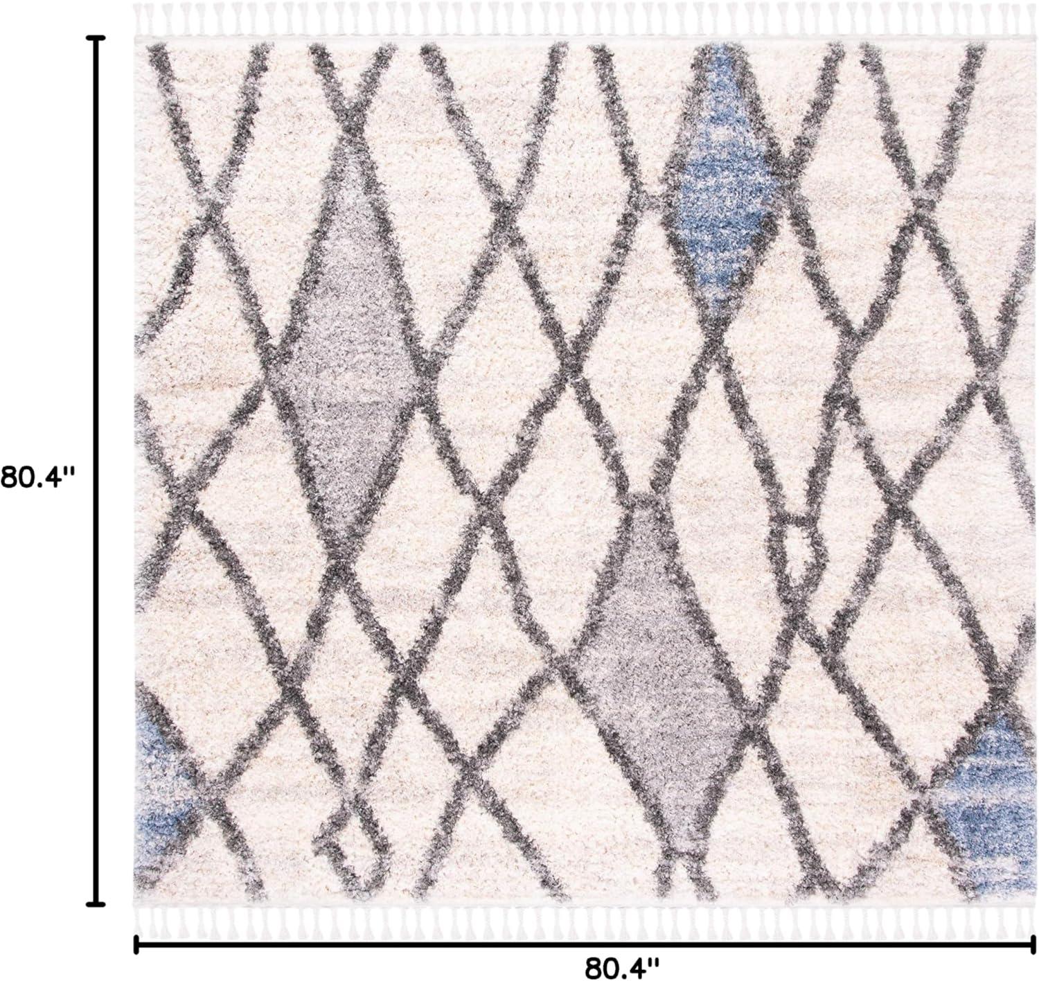 image:imageSAFAVIEH Area Rug 8x10 Berber Fringe Shag Collection Large Creme amp Black Moroccan Design NonShedding amp Easy Cleaning Plush Thick Pile Ideal for Living Room Bedroom Dining Space BFG628BCreamBlue