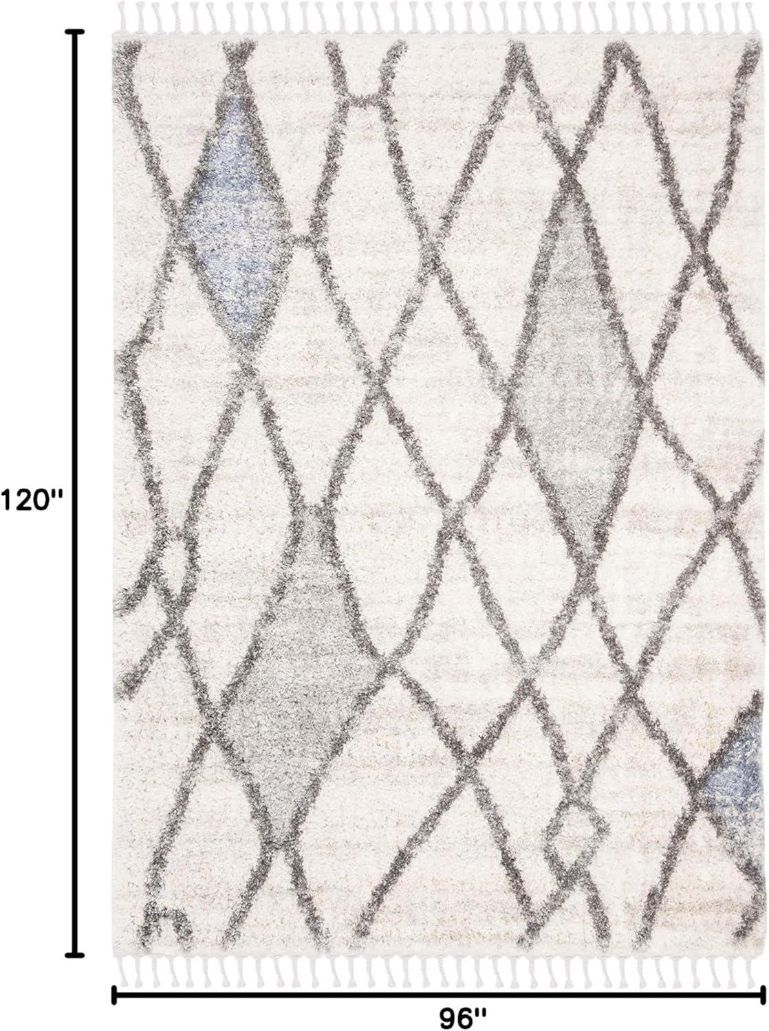 image:imageSAFAVIEH Area Rug 8x10 Berber Fringe Shag Collection Large Creme amp Black Moroccan Design NonShedding amp Easy Cleaning Plush Thick Pile Ideal for Living Room Bedroom Dining Space BFG628BCreamBlue
